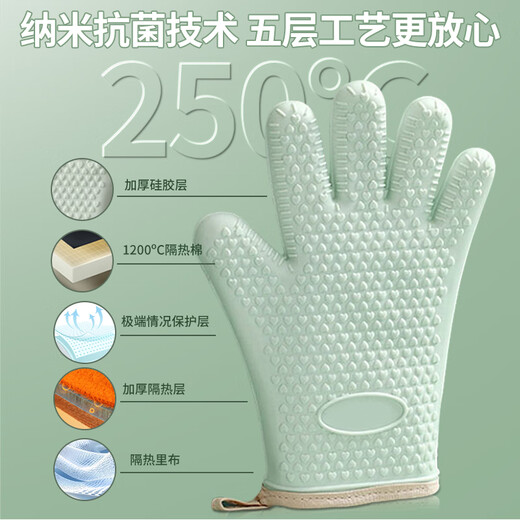 Meizhikou Kitchen Anti-scalding Clamp Set Thickened Oven Baking Silicone High Temperature Resistant Home Microwave Insulation Heat-Proof Gloves