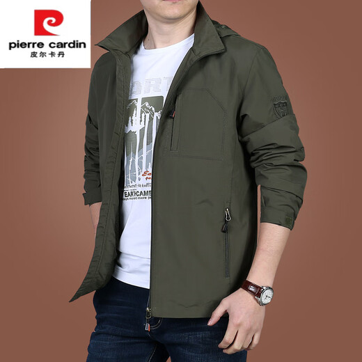 Pierre Cardin Men's Casual Jacket Spring and Autumn Loose Large Size Soft Shell Single Layer Jacket 9892 Gray Black No Velvet M 170Specifications (Recommended 120 Jin Jin equals about 0.5 kg)