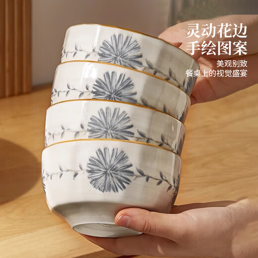 Ink Chinese dish set household bowls and plates underglaze color bowls housewarming gift ceramic tableware set 50 pieces
