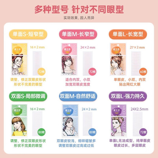 Suzhiran Suran double eyelid patch, natural and traceless invisible lace, single and double-sided, swollen eyelids, single eyelid special for men and women, single-sided M long and narrow type + Suzhiran eye mask*2 pcs 72 pieces