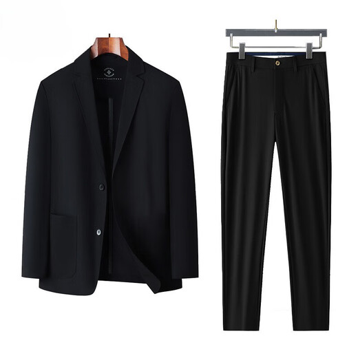 ROMON Ice Silk Suit Men's Summer Draped No-Iron Business Casual Thin Ice Silk Small Suit Jacket Men's Casual 2310-623 Navy Suit + trousers trousers size can be specified 180C m/XL