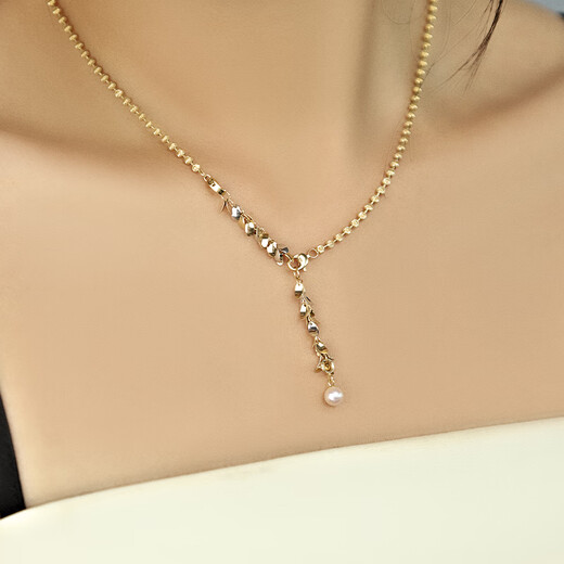 Chi Xing 18K Gold Contrast Color Leaf Tassel Wind Chime Pendant Sweet, Fresh and Smart Earrings Necklace Jewelry DIY Accessories Contrast Color/Single Customized