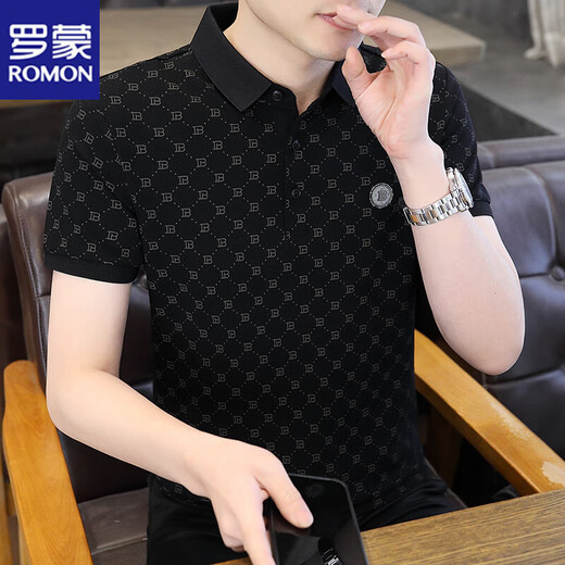 Romon (Romon) Camiseta de manga corta de verano para hombres de algodón de algodón de algodón de algodón de moda.
