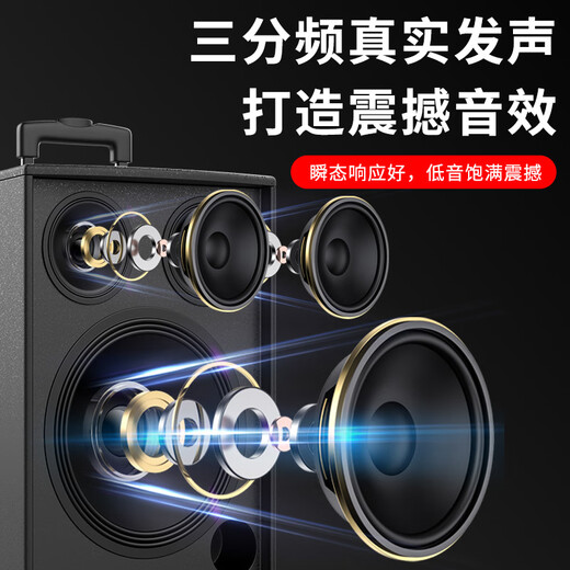 Soaiy 8-inch square dance speaker wooden high power portable outdoor bass Bluetooth karaoke dedicated large volume mobile trolley speaker outdoor performance single microphone SA-X21
