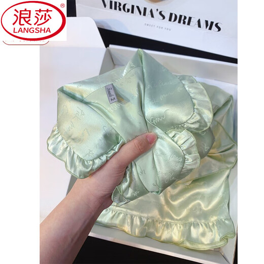 Langsha 2025 Новая пижама для женщин Лето-костюм Thin Cool Ice Silk Silk с короткими рукавами в стиле принцессы Ruffled Ruffual Home Clothing WLW-9221 [Шорты с короткими рукавами] M [Предлагается 80-100JIN [JIN равен 0,5 кг]]]
