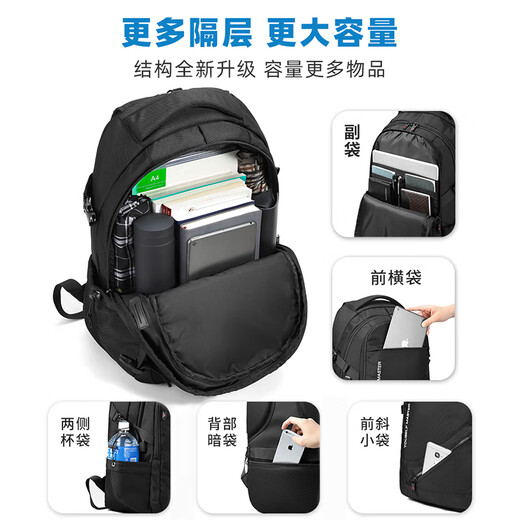 JINSHIWQ backpack men's large capacity business travel bag computer backpack mountaineering school bag computer bag black exclusive extra large size