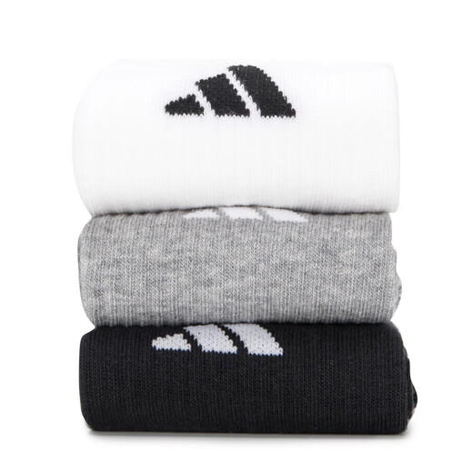 Chaussettes adidas chaussettes masculines chaussettes de sport pour femmes sportiels en atténuation d'humidité et transpiration de chaussettes décontractées de chaussettes à haut haut JC9272 Black and White Grey à trois paires L-4346