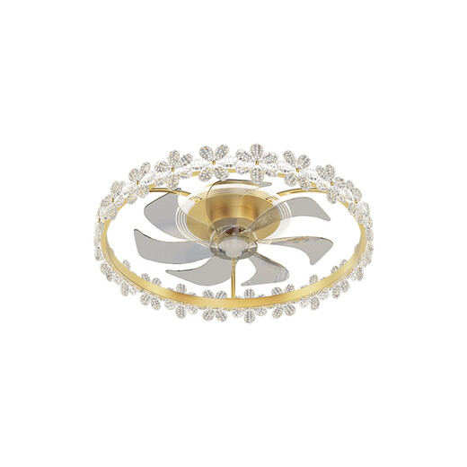 Lampe 8 Kristallventilator Licht Luxus postmodernes einfaches Schlafzimmer Esszimmer Deckenleichter Haushalt stille unsichtbare Lüfter Licht Gold + Weiß 12004 Modell [55*13 cm] Wuji