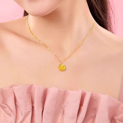 OeinOEIN gold sparkling small sugar cube necklace 999 pure gold sweet brushed pendant as a holiday gift for your girlfriend 0.8g small sugar cube necklace