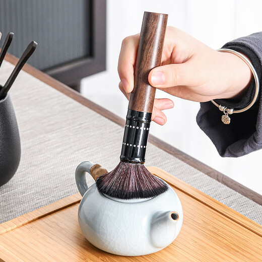 Puqi Black Pottery Sifang Laifu Tea Ceremony Six Gentlemen Round Ashtray Wukong Tea Pet Three-piece Set Tea Clamp Tea Spoon Pot Keeping Pen