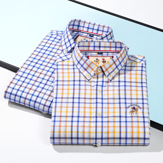 
Bivalli Paul short-sleeved cotton plaid Paul summer plaid shirt men's casual cotton half-sleeved business shirt inch shirt short-sleeved D2629 M 39