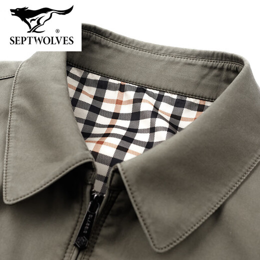 
Seven Wolves official flagship summer 100 pure cotton business middle-aged and elderly dad autumn jacket men's lapel jacket spring casual K2122 khaki M 17060Jin[Jin equals 0.5 kg] to 90Jin[Jin equals 0.5 kg]
