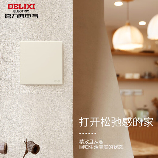 Delixi Switch Socket CD295 Ultra-dünner Matt Matt Large Panel 86 Typ versteckte silberne Zimt gelb Fünf-Loch 10A