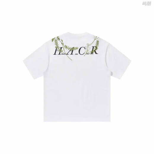 
Lilang HARSH AND CRUEL American alphabet plant flower round neck heavy short-sleeved T-shirt for men and women summer S1049# white L
