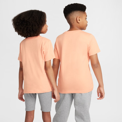 Nike (Nike) Camisetas oficiales de niños y niñas Big Children's para Autumn Pure Cotton Casual Classic Bordery Cotton FZ5177 844 Apricot Harina 160 XL