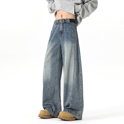 Foss Phil American Scimitar Jeans Primavera y verano Lavado holgado de verano Pantalones de hojastro informales DJ-25002 Blue XL [recomendado 150Jin [Jin equivale a 0.5 kg] -170Jin [Jin equivale a 0.5 kg]]]