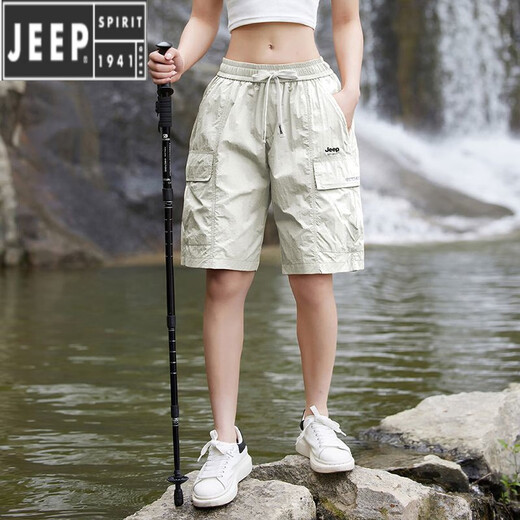 JEEP SPIRIT吉普冰丝工装短裤女夏季2025新款情侣速干薄款运动休闲五分裤男女 671黄色-女款 S
