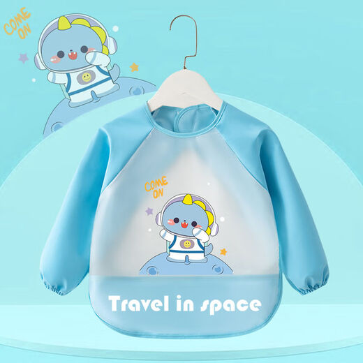 GOOFLORON Children's Clothing Baby Diet Bib Long Sleeve Waterproof and Anti-Dirty TPU Free Wash Baby Bun Apron Back Dressing [Newly Upgraded TPU] Long Sleeve Little Painter Dark Blue 90 Size [Suggested 0-2 years old] Clothing length 39cm