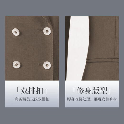 High-end suit for women, black light luxury small suit jacket, women's business commuting serge suit, double-breasted suit, versatile