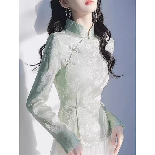 HUALIN FASHION2025早春紫色缎面衬衫新中式高端国风斜襟盘扣衬衣改良旗袍上衣女 紫色 4839 M