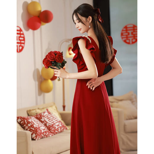 Xuantuya Engagement -Kleidung für Frauen kann normalerweise Sommer -Toast -Kleidung für Brautkleider für Brautkleider für Frauen tragen. Tägliche Routine Red 6996 s [80-92Jin [Jin ist 0,5 kg]