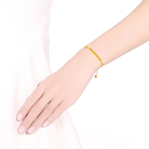 Taijufu Pure Gold Perfect 18K Gold Bracelet Women's Anklet Color Gold Bead Thin Chain Showing Thin Hands Couple Birthday Gift 18k Gold Bracelet Perfect Bracelet + National Inspection Certificate + Counter Packaging