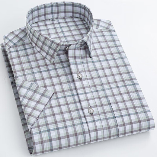 Gy Yagel Summer Off-White Cotton Plaid Small Plaid Shirt à manches courtes pour les hommes à demi-manche à manche Classic Plaid F983 L 40