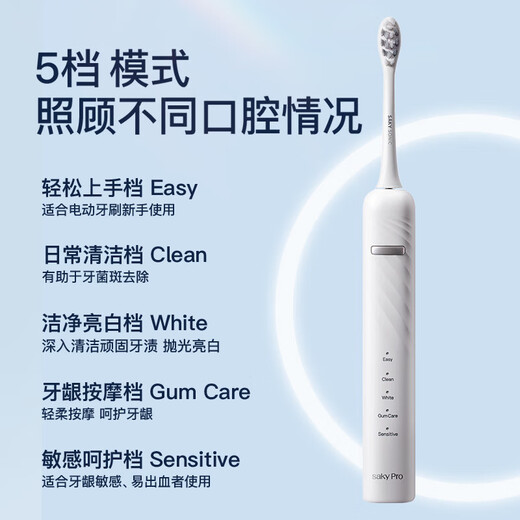 舒客+ 电动牙刷 成人/学生送男友/女友软毛护龈声波5档 情侣 T3-挪威蓝