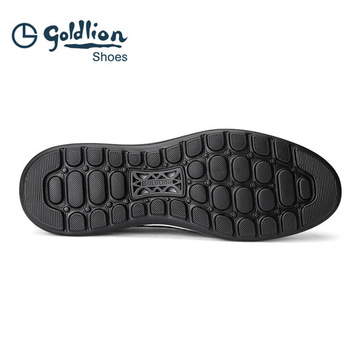 Goldlion Men's Shoes Shopping Mall Same Style Leather Shoes Light Cushioning Breathable Sleeve Business Casual Shoes G255410134AAB Black 41