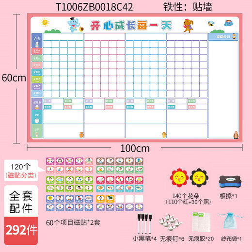 Mur des points de récompense pour enfants 23 Trésors Points de la famille Règles de récompense Cousin Parent-Child Travail et repos Planifier la croissance des enfants Bébé bébé mignon fan de chat Blanche Blanc Film 280 pièces Iron / mur collant