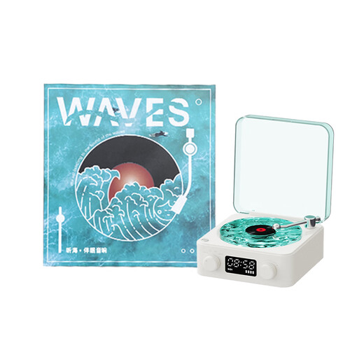 NOOWERE Water Ripple Bluetooth Speaker Listen to the Sea Vinyl Speaker Wireless Record Player Chinese Valentine's Day Birthday Gift KTV Player CD Player Record Player Vinyl Small Steel Cannon Glazed Sea Salt White Listen to the Sea Audio No Specifications