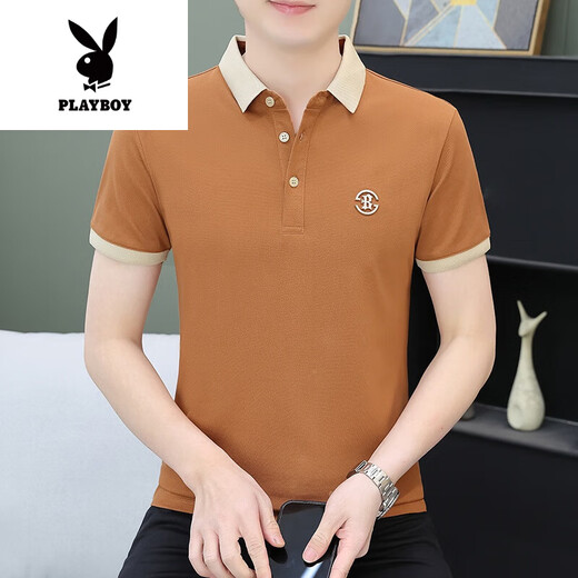 花花公子（PLAYBOY）2025夏季新款男士POLO.衫短袖保罗衫衫修身有领翻领T恤带领上衣 QY719白色 M