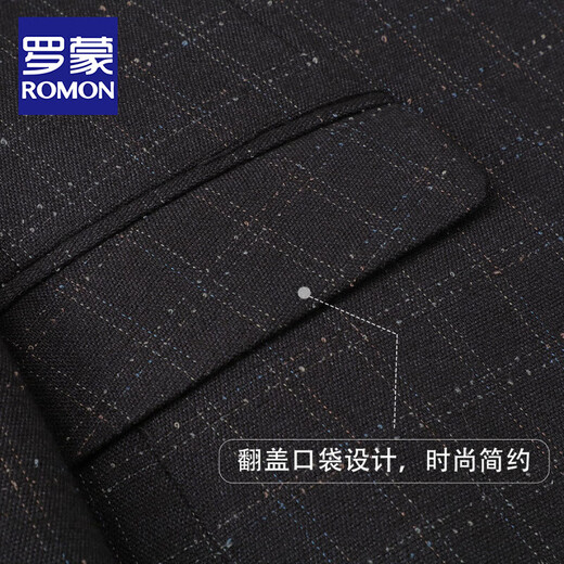 
ROMON (ROMON) suit jacket for men's business professional formal wear casual single 2025 slim and versatile black suit top for men's trendy black plaid XL