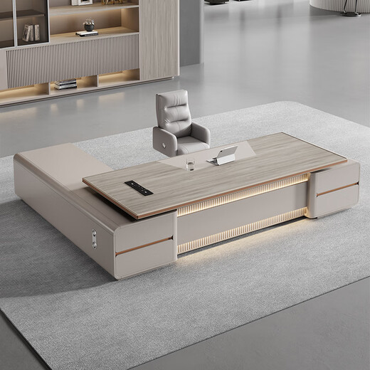 Zhiyi Boss Desk Simple Modern Tables and Chairs New Chinese Style Executive Desk Single President Desk Manager Commercial Office Furniture 2.6 Meter Luxury Boss Desk