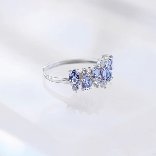 Qianjun <Binglan> Retro light luxury celebrity style niche design cool feeling inlaid with natural tanzanite ring gift for women <Binglan> Tanzanite opening adjustable