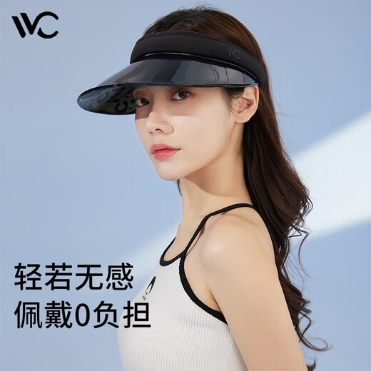 VVC防晒帽男女遮脸防紫外线运动户外空顶帽太阳帽夏季沙滩遮阳帽子 幻影黑