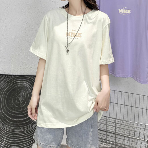 Camiseta de manga corta Nike (Nike) Camiseta de verano de manga corta Moda Fashion Fashion Withel Bird Camiseta Halm-Sleved Top Casual HF6180-133 M White L