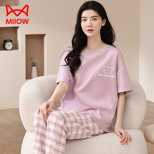 Catman (Miiow) 2025 Nouveau pyjama pour les femmes en coton pur au printemps et en été pantalon à manches courtes pour un coton mince d'été peut être porté à l'extérieur des vêtements maison 684 m
