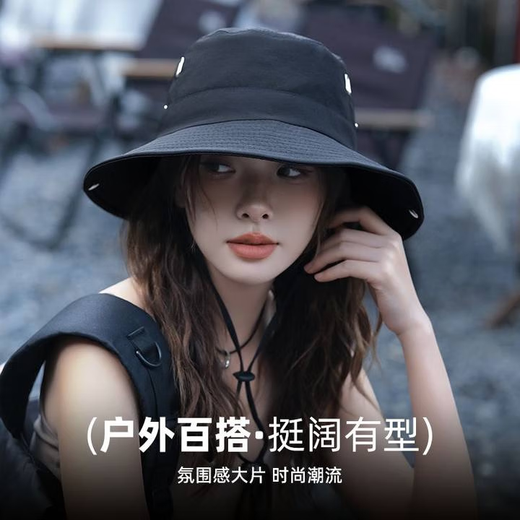 Mountaineering hat women's summer sun protection hat cycling outdoor hiking mountaineering sunshade hat men's large brim fishing hat navy blue