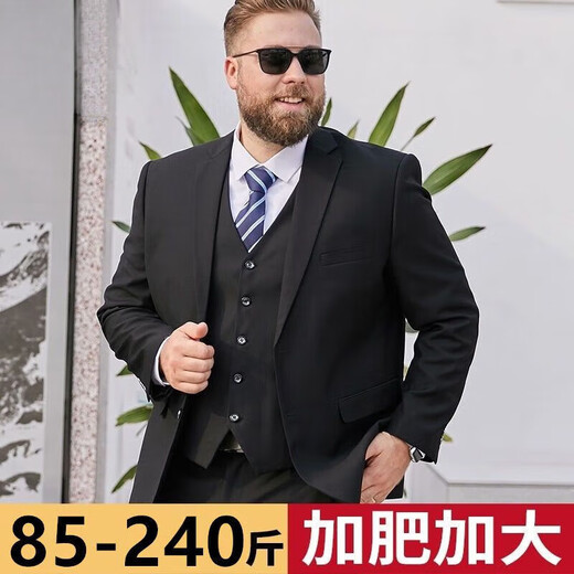 Carrying fish loose, big belly, plus weight, business suit, interview formal dress, autumn large size suit suit for fat man (single piece) black fat man suit jacket 5XL (210-240Jin Jin is equal to 0.5 kg)