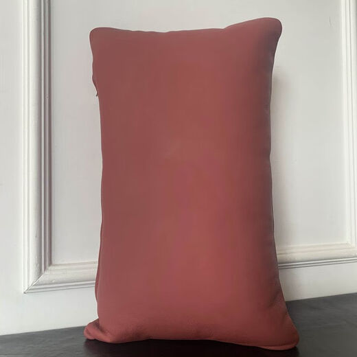 Langstreifen Ledersofa Kissen Kissen High-End-Kuhläden Nordic Wohnzimmer Feste Farbe Voller Taillenkissen Rückenlehne D679 Braun (doppelseitiger Kuhpferd) 55x32 cm (Lederabdeckung + Kissenkern)