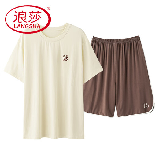 浪莎（LangSha）睡衣情侣装一男一女款2025新款夏天带胸垫莫代尔夏款动人家居服夏 NSN15601男15801女 带胸垫 2XL 女款L +男款