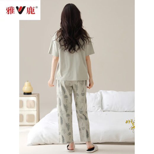 
Yalu new pajamas for women in summer pure cotton short-sleeved trousers thin style for casual home clothing and cotton suit YZT9721 M [recommended to wear 80-100Jin [Jin equals 0.5 kg]]