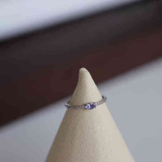 Bhiodha really loves the ultra-fine gemstone ring, natural and beautiful blue-purple tanzanite, 925 silver female gift, open minimalist style