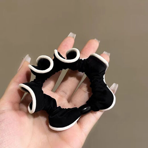 Jiuweiya Pearl Small Intestinal Circle Headband No Straightening, No Marks, Simple and Versatile Rubber Band Hairband High Elasticity Ponytail Hair Rope Headband JYFQ187 Round Buckle Headband Black