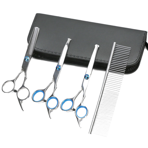 Cute Star Pet Pet Grooming Scissors Cat and Dog Hair Trimming and Hairdressing Supplies Stainless Steel Comb Curved Scissors Straight Scissors Teeth Scissors Set