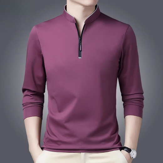 皮尔卡丹（pierre cardin）高端品牌夏季冰丝t恤男立领纯色半拉链韩版中青年休闲上衣polo.衫 P6625哈青色有口袋 M 165 推荐【95-115斤】
