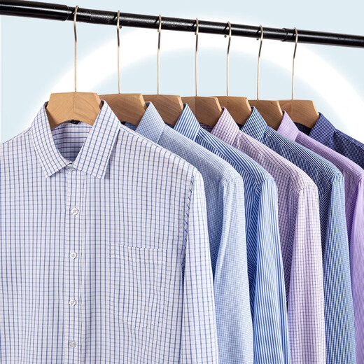 CEO official flagship store Yageol long-sleeved shirt for men 2025 new pure cotton free iron middle-aged casual high-end profession 6623 38 (Suggested 100-115Jin [Jin equals 0.5 kg])
