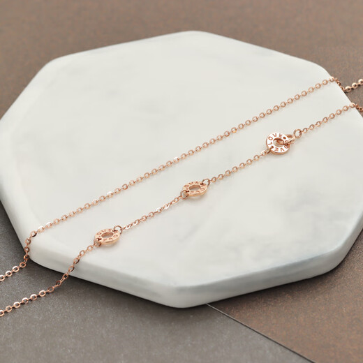 Sen uses 2025 18K rose gold gold O-shaped adjustable love necklace k gold plain gold women's necklace 18K gold 45cm1.75g