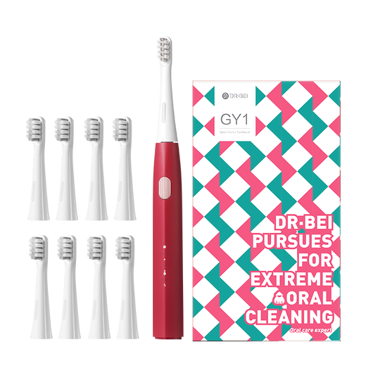Dr. Bei Dr. Bei sonic electric toothbrush for adults/students, sonic tooth cleaning, efficient cleaning, long battery life GY1 red (brush head*8)